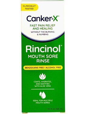Canker-X Rincinol Mouth Sore Rinse 4 fl oz Alcohol-Free Aloe